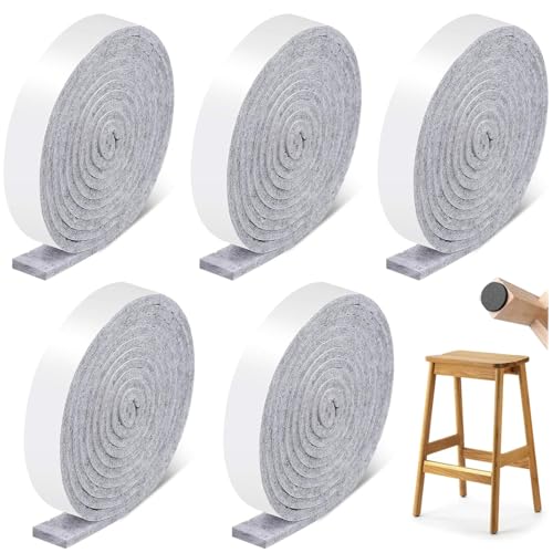 HUAEDNWKYI 5 Rollen Filzgleiter Selbstklebend - 127cm Lang, 1,27cm Breit, 0,3cm Dick pro Band - Robuste Filzstreifen - Selbstklebend für Möbelschutz und Rutschfestigkeit - Schneiden Sie Jede Form HUAEDNWKYI 5 Rollen Filzgleiter Selbstklebend - 127cm Lang, 1,27cm Breit, 0,3cm Dick pro Band - Robuste Filzstreifen - Selbstklebend für Möbelschutz und Rutschfestigkeit - Schneiden Sie Jede Form von HUAEDNWKYI