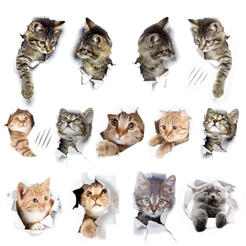 SHAPEPOTY Aufkleber für Toilettendeckel, Wandtattoo für Küche, 13 x 3D Katzen, Wandsticker, Toilettendeckel, Katzen selbstklebend, Wandsticker Tier, Küchenmöbel Tür & Kühlschrank Aufkleber SHAPEPOTY Aufkleber für Toilettendeckel, Wandtattoo für Küche, 13 x 3D Katzen, Wandsticker, Toilettendeckel, Katzen selbstklebend, Wandsticker Tier, Küchenmöbel Tür & Kühlschrank Aufkleber von HUAEDNWKYI