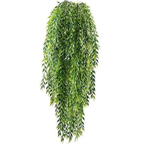HUAESIN 2 Pcs Künstliche Hängepflanze Weidenblätter Kunstpflanzen Hängend Balkonpflanzen Kunststoff Unechte Pflanzen für Innen Außen Wand Topf Garten Balkon Hochzeit Zuhause Deko Grün HUAESIN 2 Pcs Künstliche Hängepflanze Weidenblätter Kunstpflanzen Hängend Balkonpflanzen Kunststoff Unechte Pflanzen für Innen Außen Wand Topf Garten Balkon Hochzeit Zuhause Deko Grün von HUAESIN