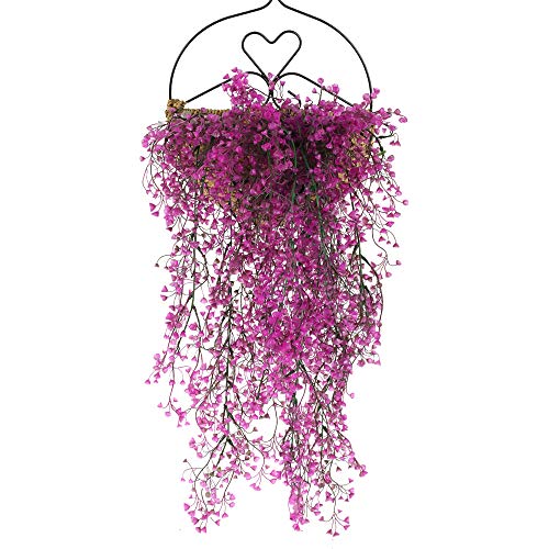 HUAESIN 3 Pcs Künstliche Hängepflanzen Schleierkraut Kunstpflanze Hängend Blumen Kunststoff Hängend Plastikblumen Lila für Balkon Topf Hochzeit Garten Wand Dekoration 80cm von HUAESIN