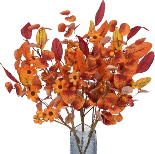 HUAESIN 3PCS Kunstblumen Herbst Künstliche Pflanzen Deko Eukalyptus Kunstpflanzen Herbst Künstliche Zweige Beerenzweig Künstliche Blumen Orange für Herbstdeko Halloween Deko Thanksgiving Party HUAESIN 3PCS Kunstblumen Herbst Künstliche Pflanzen Deko Eukalyptus Kunstpflanzen Herbst Künstliche Zweige Beerenzweig Künstliche Blumen Orange für Herbstdeko Halloween Deko Thanksgiving Party von HUAESIN