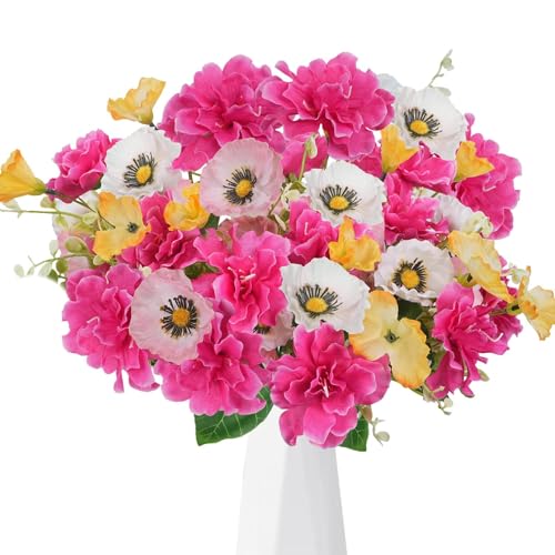 HUAESIN 4pcs Künstliche Mohnblumen Blumensträuss Künstlich Fake Blumen Deko Blumen Künstlich Kunst Blumen Kunstblumenstrauss für Braut Hochzeit Home Party Blumengesteck von HUAESIN