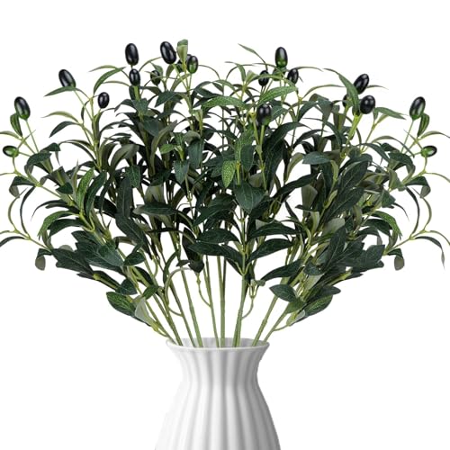 HUAESIN 5 Stück Olivenzweige Künstliche Pflanzen Kunstpflanzen Olivenzweig Deko Fake Olivenbaum Künstliche Olivenpflanze Plastikpflanze Grünpflanze für Kränze Zuhause Hochzeit Grüne Deko 45cm HUAESIN 5 Stück Olivenzweige Künstliche Pflanzen Kunstpflanzen Olivenzweig Deko Fake Olivenbaum Künstliche Olivenpflanze Plastikpflanze Grünpflanze für Kränze Zuhause Hochzeit Grüne Deko 45cm von HUAESIN