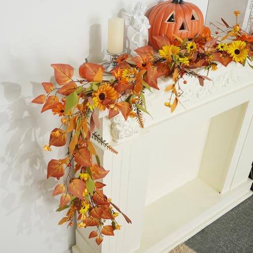 HUAESIN Künstliche Blumengirlande, künstliche Gänseblümchen und Lavendel, hängende Ranken, Herbstblumen-Girlande für Babyparty, Hochzeit, Kaminsims, Tischdekoration, 1,8 m HUAESIN Künstliche Blumengirlande, künstliche Gänseblümchen und Lavendel, hängende Ranken, Herbstblumen-Girlande für Babyparty, Hochzeit, Kaminsims, Tischdekoration, 1,8 m von HUAESIN