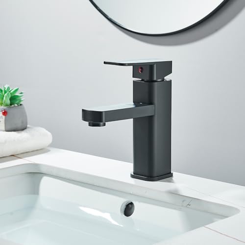 HUAHOMDY Wasserhahn Bad Badarmatur Schwarz Waschtischarmatur Wasserarmatur Waschbecken Armatur Einhebelmischer für Badezimmer Edelstahl von HUAHOMDY