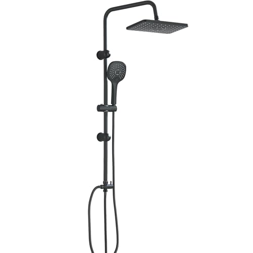 HUAHOMDY Duschsystem Ohne Armatur Regendusche Duschset mit Regendusche Duschkopf und 3 Strahlarten Handbrause Chrom von HUAHOMDY
