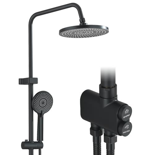 HUAHOMDY Duschsystem ohne Armatur Schwarz 25 cm Rund Regendusche und 3 Strahlarten Duschkopf Duschsäule Duschset für Dusche Duschsystem HUAHOMDY Duschsystem ohne Armatur Schwarz 25 cm Rund Regendusche und 3 Strahlarten Duschkopf Duschsäule Duschset für Dusche Duschsystem von HUAHOMDY