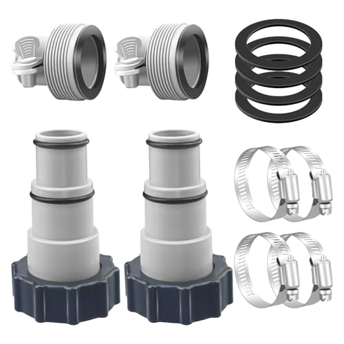 3.8 cm bis 3.2 cm Poolschlauch Gewindeadapter geeignet für Bodenpumpen inklusive Klemmen und Dichtungsscheiben Poolzubehör Adapter von HUAJINGKEJI