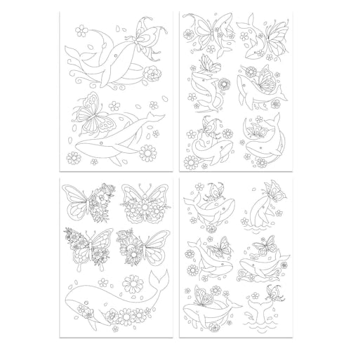 4 x wasserlösliche Handnäh-Stabilisator-Stickmuster, selbstklebendes Transferpapier, Stickerei von HUAJINGKEJI