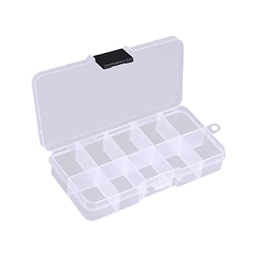 HUAJINGKEJI Transparente Aufbewahrungsbox mit 10 Fächern und Verschlussdeckel von HUAJINGKEJI