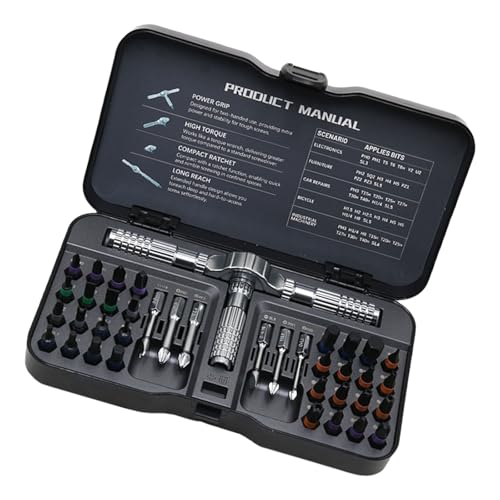 Robuster professioneller Ratschen-Schraubendreher, 40 Werkzeug, Stahllegierung, ergonomischer Griff, kompakte Tragetasche, kompaktes Ratschen-Schraubendreher-Set mit Aufbewahrung Robuster professioneller Ratschen-Schraubendreher, 40 Werkzeug, Stahllegierung, ergonomischer Griff, kompakte Tragetasche, kompaktes Ratschen-Schraubendreher-Set mit Aufbewahrung von HUAJINGKEJI