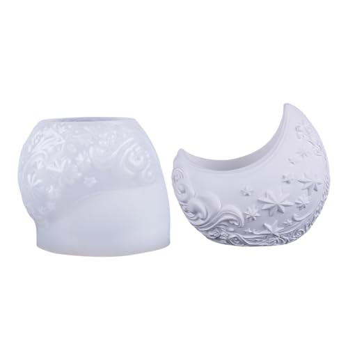 Silikon-Mondform für handgefertigte Beton-Blumentöpfe, Schmuckschalen und Heimdekorationen, Übertopf, flexible Silikon-Bastelform von HUAJINGKEJI