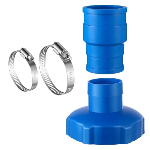 Skimmer Schlauch Adapter Set 1 1/5.1 cm Pool Vakuum Adapter Gummiverbinder mit 4 Edelstahlklemmen Gummianschluss für Bodenpool von HUAJINGKEJI