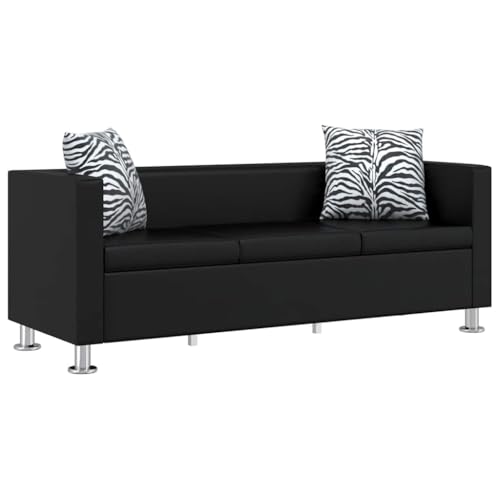 HUAKEHOM 3-Sitzer Sofa Couch Loungesofa Relaxsofa Relaxcouch Kunstleder Schwarz von HUAKEHOM