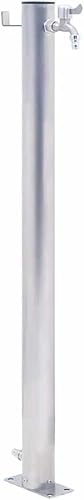 HUAKEHOM 60 cm Wassersäule für den Garten Wasserhahn mit 1 Haken Gartenwassersäule für Gartenbewässerung Wasserzapfsäule Wasserzapfstelle Edelstahl Rund von HUAKEHOM