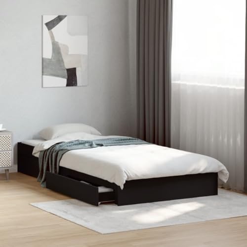 HUAKEHOM Bettgestell Bett mit Schubladen für Schlafzimmer Bettrahmen mit Lattenrost Schlafzimmerbett Einzelbett Schwarz 100x200 cm Holzwerkstoff HUAKEHOM Bettgestell Bett mit Schubladen für Schlafzimmer Bettrahmen mit Lattenrost Schlafzimmerbett Einzelbett Schwarz 100x200 cm Holzwerkstoff von HUAKEHOM