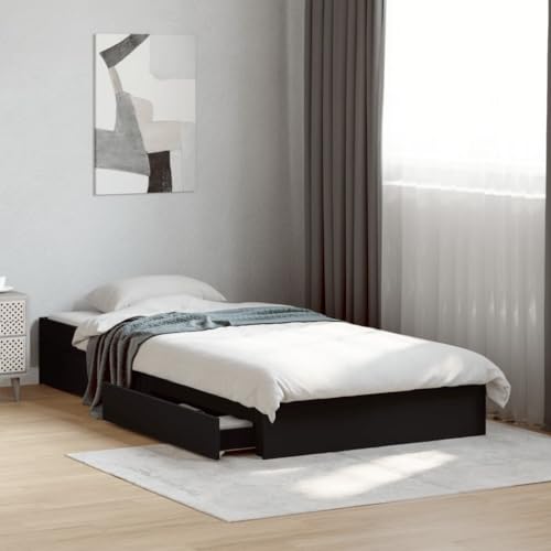 HUAKEHOM Bettgestell Bett mit Schubladen für Schlafzimmer Bettrahmen mit Lattenrost Schlafzimmerbett Einzelbett Schwarz 90x190 cm Holzwerkstoff HUAKEHOM Bettgestell Bett mit Schubladen für Schlafzimmer Bettrahmen mit Lattenrost Schlafzimmerbett Einzelbett Schwarz 90x190 cm Holzwerkstoff von HUAKEHOM