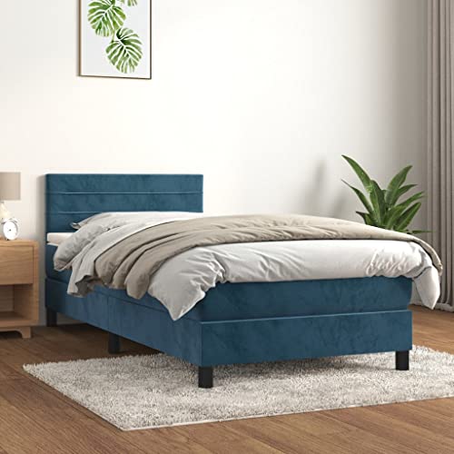 HUAKEHOM Boxspringbett mit Matratze Doppelbett Polsterbett Bett Hotelbett Bettrahmen Bettgestell Lattenrost Schlafzimmerbett Dunkelblau 90x190 cm Samt HUAKEHOM Boxspringbett mit Matratze Doppelbett Polsterbett Bett Hotelbett Bettrahmen Bettgestell Lattenrost Schlafzimmerbett Dunkelblau 90x190 cm Samt von HUAKEHOM