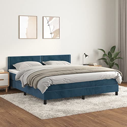 HUAKEHOM Boxspringbett mit Matratze Polsterbett Einzelbett Bett Hotelbett Bettgestell Bettrahmen Lattenrost Schlafzimmerbett Dunkelblau 160x200 cm Samt HUAKEHOM Boxspringbett mit Matratze Polsterbett Einzelbett Bett Hotelbett Bettgestell Bettrahmen Lattenrost Schlafzimmerbett Dunkelblau 160x200 cm Samt von HUAKEHOM