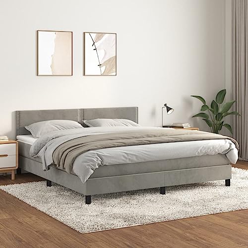 HUAKEHOM Boxspringbett mit Matratze Polsterbett Einzelbett Bett Hotelbett Bettgestell Bettrahmen Lattenrost Schlafzimmerbett Hellgrau 180x200 cm Samt HUAKEHOM Boxspringbett mit Matratze Polsterbett Einzelbett Bett Hotelbett Bettgestell Bettrahmen Lattenrost Schlafzimmerbett Hellgrau 180x200 cm Samt von HUAKEHOM