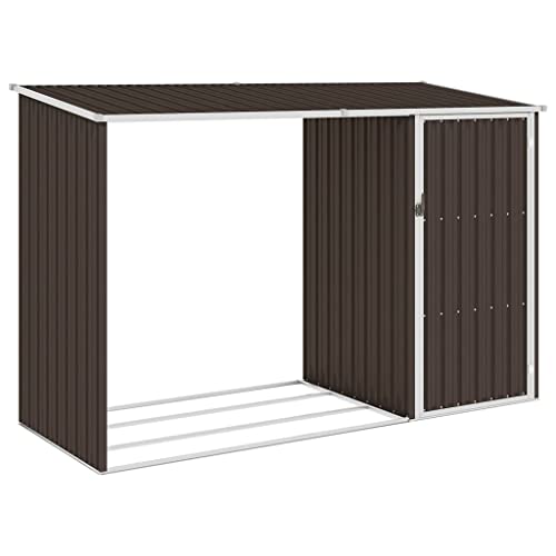 HUAKEHOM Garten Brennholzlager Kaminholzunterstand Brennholzregal Unterstand Gerätehaus Gartenhaus Schuppen Braun 245x98x159 cm Verzinkter Stahl HUAKEHOM Garten Brennholzlager Kaminholzunterstand Brennholzregal Unterstand Gerätehaus Gartenhaus Schuppen Braun 245x98x159 cm Verzinkter Stahl von HUAKEHOM