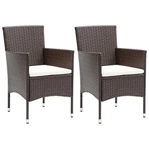 HUAKEHOM Garten-Essstühle 2 STK. Gartenstuhl Rattansessel Essstuhl Rattanstühle Gartenmöbel Sessel Stuhl Garten Rattanmöbel Rattanstuhl Poly RattanPoly Rattan Braun von HUAKEHOM