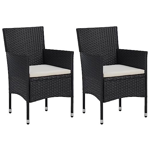 HUAKEHOM Garten-Essstühle 2 STK. Gartenstuhl Rattansessel Essstuhl Rattanstühle Gartenmöbel Sessel Stuhl Garten Rattanmöbel Rattanstuhl Poly RattanPoly Rattan Schwarz von HUAKEHOM