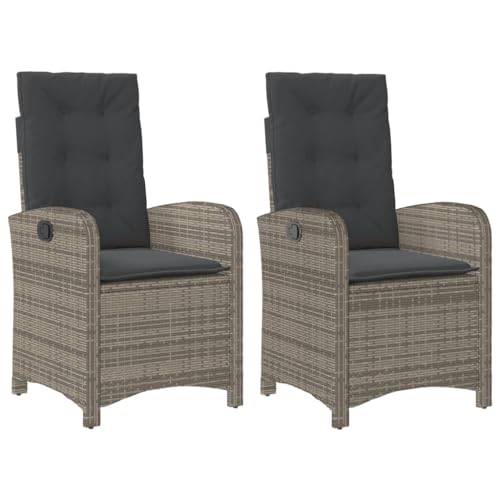 HUAKEHOM Gartensessel mit Kissen 2 STK. Gartenstuhl mit Verstellbarer Rückenlehne Liegestuhl mit Stahlrahmen Sessel Stuhl Relaxsessel Poly Rattan Grau Poly Rattan HUAKEHOM Gartensessel mit Kissen 2 STK. Gartenstuhl mit Verstellbarer Rückenlehne Liegestuhl mit Stahlrahmen Sessel Stuhl Relaxsessel Poly Rattan Grau Poly Rattan von HUAKEHOM