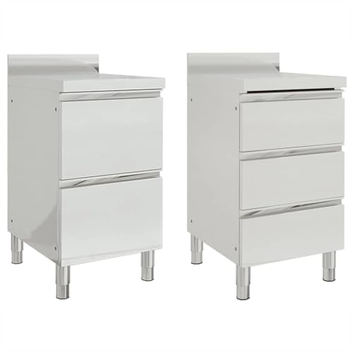 HUAKEHOM Gastro Küchenschränke 2 STK. mit Aufkantung Edelstahlschrank Arbeitsschrank Arbeitstisch Schrank Gastronomie Lagerschrank Edelstahl von HUAKEHOM