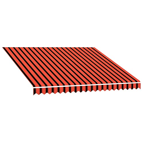 HUAKEHOM Markisenbespannung Wasserabweisend Markisestoff Markisentuch Ersatzstoff mit Volant Markisevolant für Markise Canvas Orange & Braun 300x250 cm von HUAKEHOM