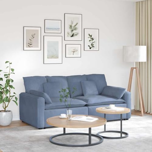 HUAKEHOM Modulares Sofa mit Kissen Modulare Couch Cordstoff Modernes Blau von HUAKEHOM