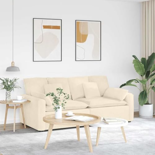 HUAKEHOM Modulares Sofa mit Kissen Modulare Couch Cordstoff Modernes Cream von HUAKEHOM