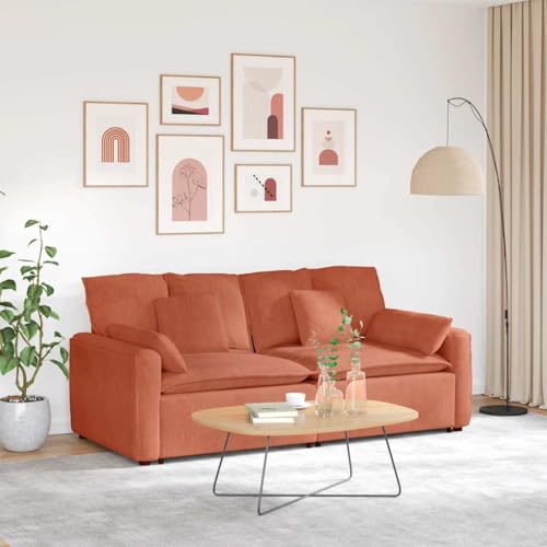 HUAKEHOM Modulares Sofa mit Kissen Modulare Couch Cordstoff Modernes Rot Orange von HUAKEHOM