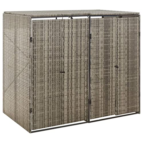 HUAKEHOM Mülltonnenbox Müllbox Mülltonnenverkleidung Mülltonnenhaus Gartenbox Müllcontainer für 2 Tonnen Grau 140x80x117 cm Poly Rattan HUAKEHOM Mülltonnenbox Müllbox Mülltonnenverkleidung Mülltonnenhaus Gartenbox Müllcontainer für 2 Tonnen Grau 140x80x117 cm Poly Rattan von HUAKEHOM