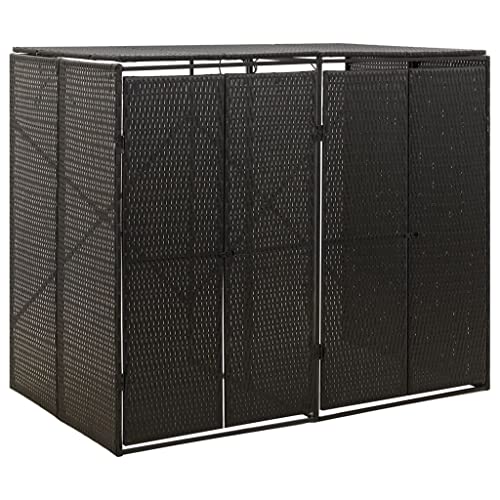 HUAKEHOM Mülltonnenbox Müllbox Mülltonnenverkleidung Mülltonnenhaus Gartenbox Müllcontainer für 2 Tonnen Schwarz 140x80x117 cm Poly Rattan HUAKEHOM Mülltonnenbox Müllbox Mülltonnenverkleidung Mülltonnenhaus Gartenbox Müllcontainer für 2 Tonnen Schwarz 140x80x117 cm Poly Rattan von HUAKEHOM