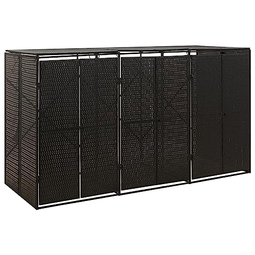 HUAKEHOM Mülltonnenbox Müllbox Mülltonnenverkleidung Mülltonnenhaus Gartenbox Müllcontainer für 3 Tonnen Schwarz 207x80x117 cm Poly Rattan HUAKEHOM Mülltonnenbox Müllbox Mülltonnenverkleidung Mülltonnenhaus Gartenbox Müllcontainer für 3 Tonnen Schwarz 207x80x117 cm Poly Rattan von HUAKEHOM