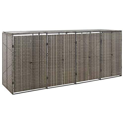 HUAKEHOM Mülltonnenbox Müllbox Mülltonnenverkleidung Mülltonnenhaus Gartenbox Müllcontainer für 4 Tonnen Grau 274x80x117 cm Poly Rattan HUAKEHOM Mülltonnenbox Müllbox Mülltonnenverkleidung Mülltonnenhaus Gartenbox Müllcontainer für 4 Tonnen Grau 274x80x117 cm Poly Rattan von HUAKEHOM