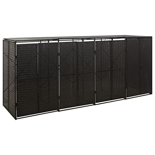 HUAKEHOM Mülltonnenbox Müllbox Mülltonnenverkleidung Mülltonnenhaus Gartenbox Müllcontainer für 4 Tonnen Schwarz 274x80x117 cm Poly Rattan HUAKEHOM Mülltonnenbox Müllbox Mülltonnenverkleidung Mülltonnenhaus Gartenbox Müllcontainer für 4 Tonnen Schwarz 274x80x117 cm Poly Rattan von HUAKEHOM