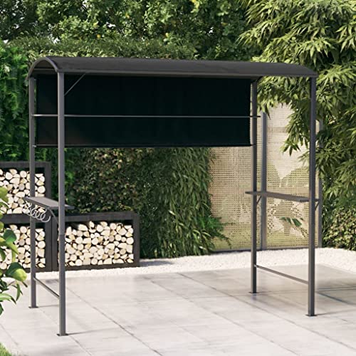 HUAKEHOM Pavillon mit Dach Partyzelt Festzelt Gartenpavillon Terrassenpavillon Grillpavillon Metallrahmen Überdachung 220x110x200cm Anthrazit von HUAKEHOM