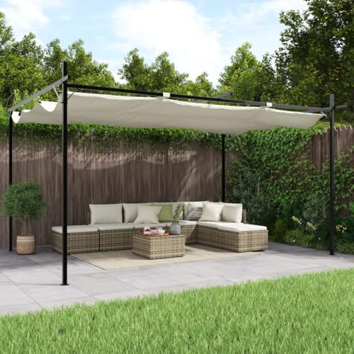 HUAKEHOM Pergola Pavillon mit Schiebedach UV-beständig Überdachung Vordach für Garten Terrasse Gartenpavillon Sonnnenschutz Creme 395x292x230 cm HUAKEHOM Pergola Pavillon mit Schiebedach UV-beständig Überdachung Vordach für Garten Terrasse Gartenpavillon Sonnnenschutz Creme 395x292x230 cm von HUAKEHOM