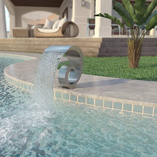 HUAKEHOM Pool-Wasserfall Schwalldusche Wasserschwall Schwimmbad Poolfontäne Garten Wasserfontäne Wasserspiel Schwallbrause Schwimmbecken Pool Fontäne mit Zubehör Edelstahl 50x30x53 cm Silbern von HUAKEHOM