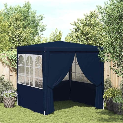 HUAKEHOM Profi Partyzelt mit Seitenwänden UV-beständig Wasserbeständig Pavillon Festzelt Gartenpavillon Gartenzelt Garten Bierzelt 2,5x2,5 m Blau 90 g/m² von HUAKEHOM