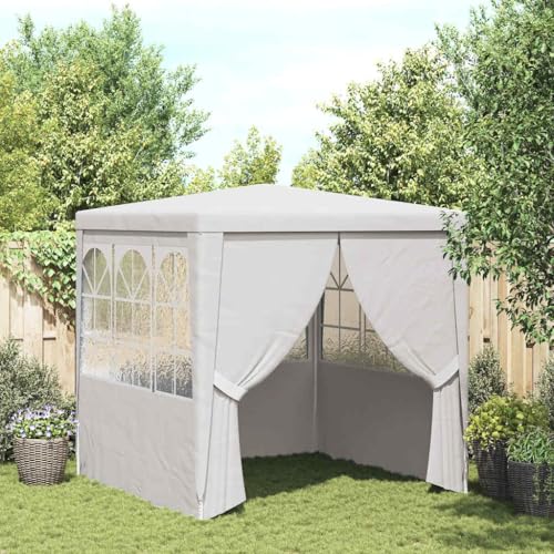 HUAKEHOM Profi Partyzelt mit Seitenwänden UV-beständig Wasserbeständig Pavillon Festzelt Gartenpavillon Gartenzelt Garten Bierzelt 2,5x2,5 m Weiß 90 g/m² von HUAKEHOM