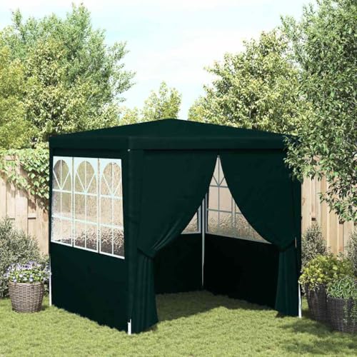 HUAKEHOM Profi Partyzelt mit Seitenwänden UV-beständig Wasserbeständig Pavillon Festzelt Gartenpavillon Gartenzelt Garten Bierzelt 2,5×2,5m Grün 90 g/m² von HUAKEHOM
