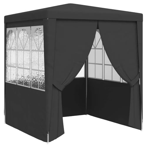 HUAKEHOM Profi Partyzelt mit Seitenwänden UV-beständig Wasserbeständig Pavillon Festzelt Gartenpavillon Gartenzelt Garten Bierzelt 2×2m Anthrazit 90 g/m² von HUAKEHOM