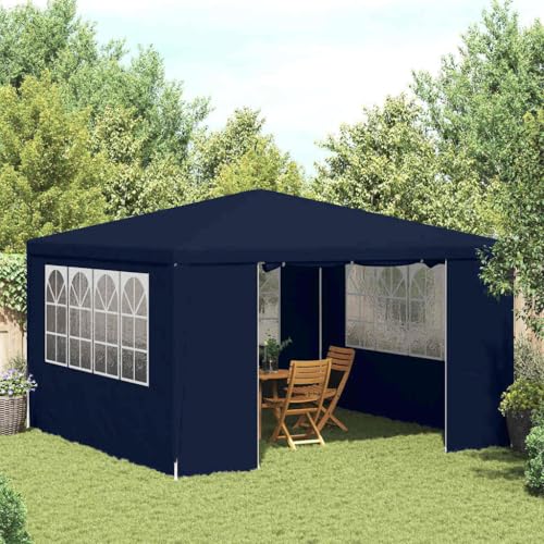 HUAKEHOM Profi Partyzelt mit Seitenwänden UV-beständig Wasserbeständig Pavillon Festzelt Gartenpavillon Gartenzelt Garten Bierzelt 4×4 m Blau 90 g/m² von HUAKEHOM