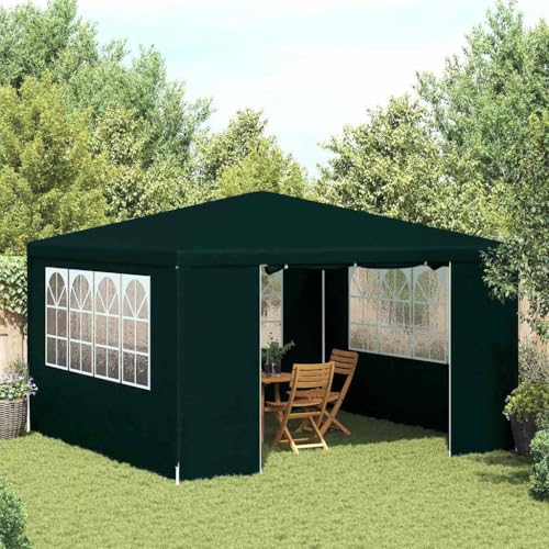 HUAKEHOM Profi Partyzelt mit Seitenwänden UV-beständig Wasserbeständig Pavillon Festzelt Gartenpavillon Gartenzelt Garten Bierzelt 4×4 m Grün 90 g/m² von HUAKEHOM