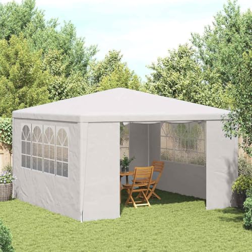HUAKEHOM Profi Partyzelt mit Seitenwänden UV-beständig Wasserbeständig Pavillon Festzelt Gartenpavillon Gartenzelt Garten Bierzelt 4×4 m Weiß 90 g/m² von HUAKEHOM