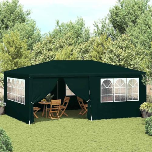 HUAKEHOM Profi Partyzelt mit Seitenwänden UV-beständig Wasserbeständig Pavillon Festzelt Gartenpavillon Gartenzelt Garten Bierzelt 4×6 m Grün 90 g/m² von HUAKEHOM
