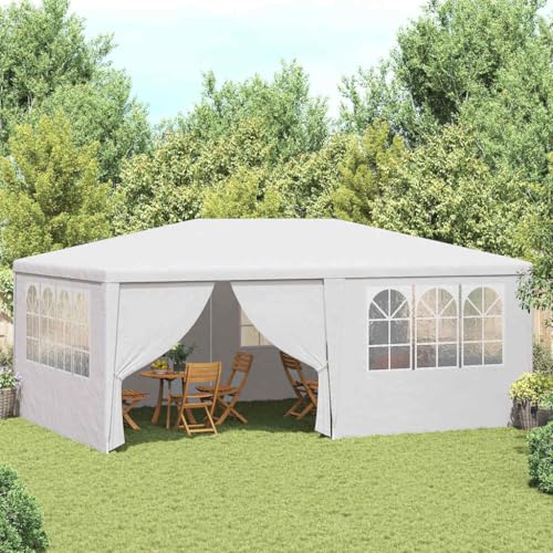 HUAKEHOM Profi Partyzelt mit Seitenwänden UV-beständig Wasserbeständig Pavillon Festzelt Gartenpavillon Gartenzelt Garten Bierzelt 4×6 m Weiß 90 g/m² von HUAKEHOM